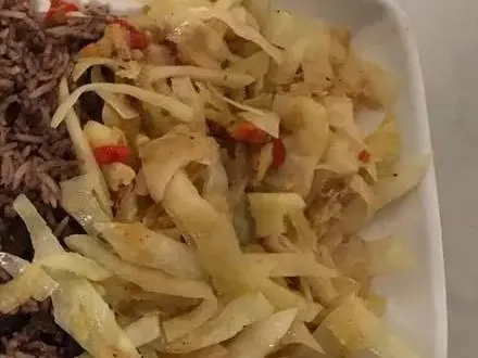 Steamed cabbage with sweet peppers Jemz Caribbean Café Bedford