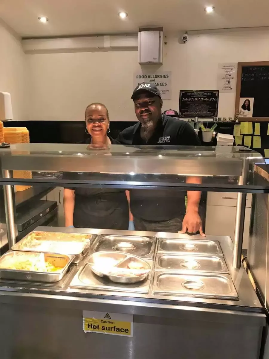 The team behind the counter at Jemz Caribbean Café Bedford